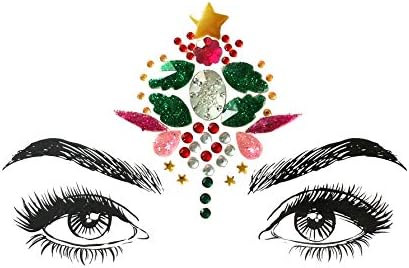 Божиќни Скапоцени Камења За Лице, 3 ПАРЧИЊА Кристално Тело Сјај Налепници За Лице Фестивалски Накит За Шминка Привремена Тетоважа