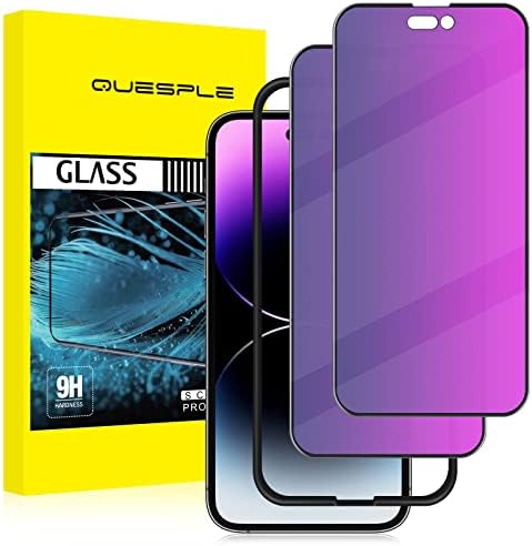 QUEPLE [2 Пакет] Заштитник На Екранот За Приватност за iPhone 14 Pro Max, Виолетово Анти-Шпионско Калено Стакло, Комплет За