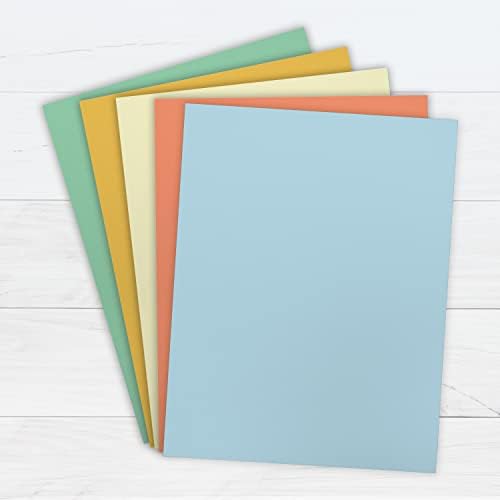Печатања Boho Rainbow CardStock, 5 разновидни бои, цврсто јадро, 200 листови, 8,5 ”x 11”