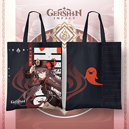 Egen genshin Impact Canvas торба аниме цртани кеси за купување 42 см*33см торбички за еднократно намирници, погодни за давање на пријатели