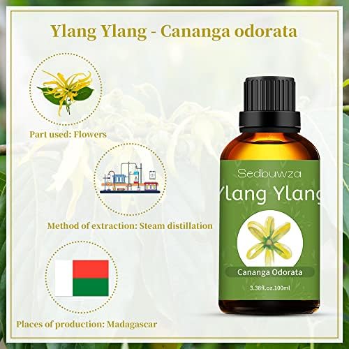 Пакет за есенцијално масло од роза со есенцијално масло од есенцијално масло од ylang ylang, чисто и природно масло од Ylang ylang за кожа,