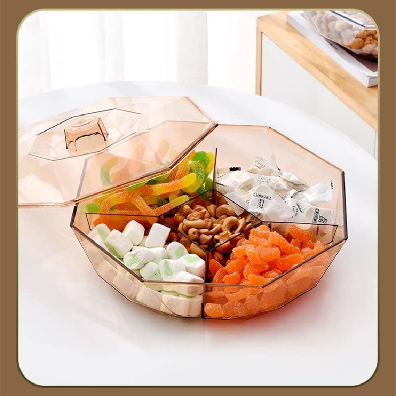 Оито Транспарентна кутија за бонбони кутија закуска за ужина за складирање на ореви кутија 5 решетки сушени овошни плочи Организатор
