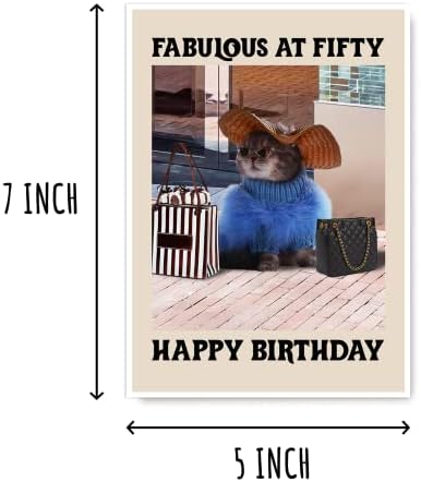 50 и прекрасен lубител на мачки смешна 50 -та роденденска картичка - картичка за подароци за lубители на мачки - Среќна роденденска картичка - картичка за мачки - картич?