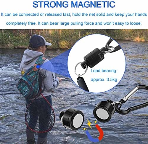 Носител на магнетна нето -издание на Jonmon - Нет чувар на риболов, магнет за приврзок за приврзок за клучеви, со карабинер клип за кампување