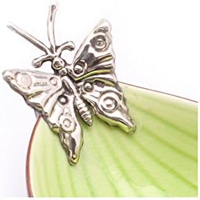 Керамичка Плоча во Форма На Лист со Сребрена Пеперутка | 7 х 4 х 2