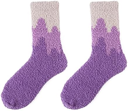 Женски нејасни чорапи влечки зимски меки кабини топло меко корално руно удобно бран печатење средни чорапи домашни чорапи смешни