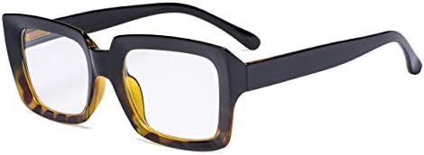 Очикејкер Стилски очила за читање жени - преголеми читатели на плоштад црна/желка +1,25