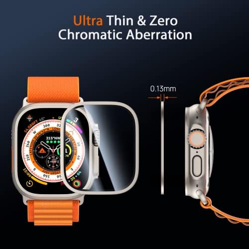 Заштитник на екранот Tommybear за Apple Watch Ultra 49mm, Titanium Frame Cover + Temented Glass Film Full Coverage Cover Face For For
