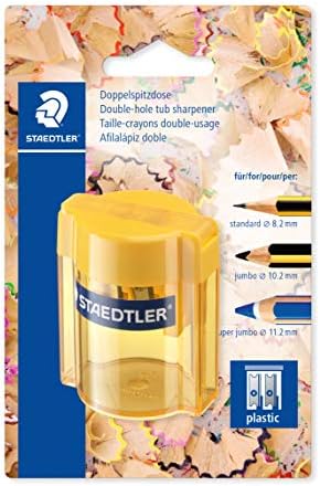 Staedtler 513 - Blister Pack 1 пластичен острилка за моливи 2 користи со про transparentирни контејнери разновидни бои