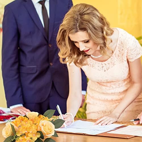 КИСАНГЕЛ КОРИСКА ДЕРЦИЈА Свадба декор вештачки цветен венец симулација роза од венчаница faux цветни за забавни украси за свадба, жолто