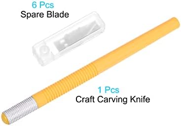 Uxcell Art Craft Nife Set, 1 парчиња резба со нож со резервни метални ножеви со 6 парчиња за резервирање на матрици за хоби,