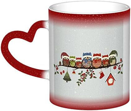 Aseello симпатични Божиќни бувови на филијала кафе магични чаши - Персонализирани чаши за промена на бојата на небото, подарок за роденден