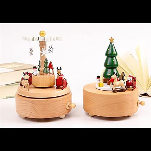 Хукаи Дрвена музичка кутија Божиќна забава Божиќно дрво рингишпил кутии подарок Божиќ (боја: е, големина