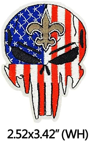 Лидев 2PCS Национален елемент на знамето череп со тимски лого за везови закрпи DIY мотив железо на или шиење на закрпи за закрпи за фармерки