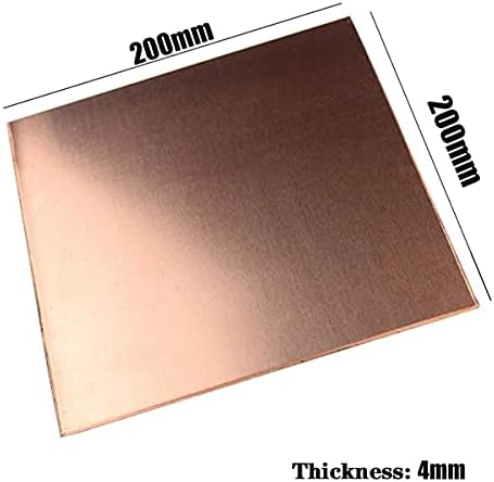 Alremo Huangxing - 99,9% чиста плоча со метален лим од бакар Cu, 4мм x 200mm x 200mm