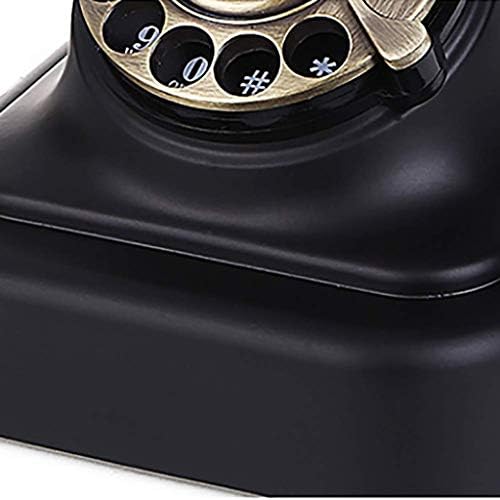 Zyzmh Ретро телефон, ротари телефонски ретро старомоден метал bellвонче, кабел телефонска функција за дома и декор класичен црно