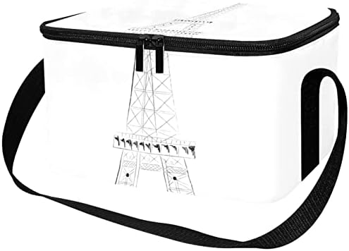 Рачно нацртана Ајфелова кула-01 торба за испорака на храна, изолирана торба за намирници | Двоен патент