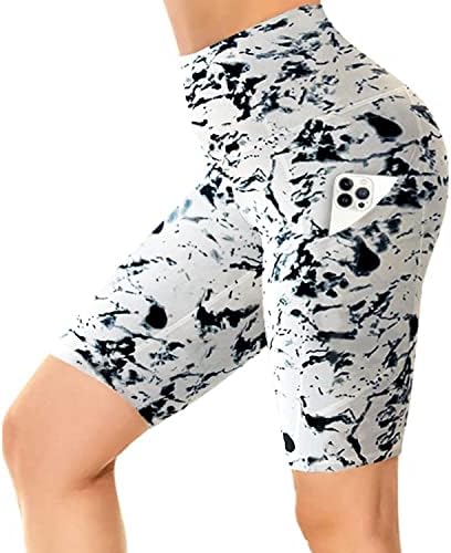 NexiePoch Biker Shuter Shorts за жени со џебови - 8 плус големина со висока половината Спандкс шорцеви за лето за трчање на јога