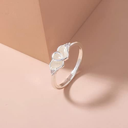 Женски свадбени прстени моден двојно срцев облик на циркон прстен за ангажирање на светла светла кубна цирконија ветувачки прстен