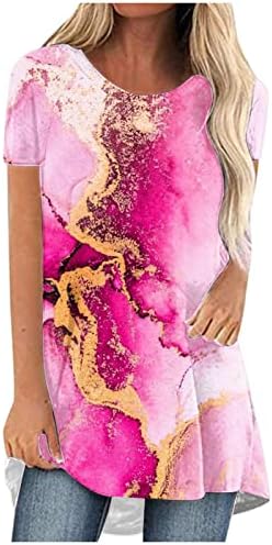 Врвна кошула за тинејџерски девојки лето есен краток ракав 2023 облека мода памучен екипаж графички лабав вклопување Топ 06 06