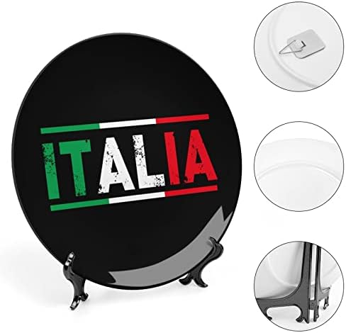 Знаме на италија Персонализирана Коска Кина Прилагодени Керамички Декоративни Плочи Домашна Тркалезна Плоча со Држач за Прикажување
