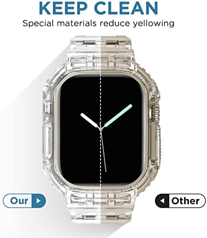 Dabaoza компатибилен за Clear Apple Watch Band 45mm 44mm 42mm 41mm 40mm 38mm Ultra, Men Women Watch Band со Case Sport Jell