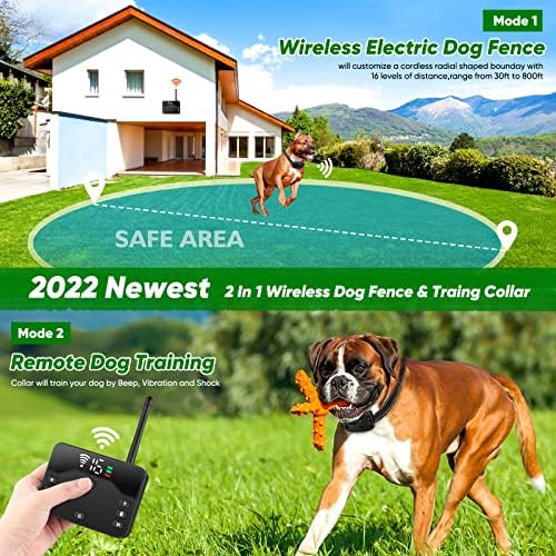 Bhcey Безжична Ограда За Кучиња, 2023 Електрична Ограда &засилувач; Далечинска Обука, Батерија На Полнење, Безжична Јака За Обука
