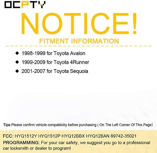 OCPTY 1x Клуч Замена Клуч Фоб Автомобил Далечински управувач за Toyota 4Runner SEQUOIA HYQ12BBX HYQ12BAN HYQ1512Y Далечински Управувач Клуч Фоб