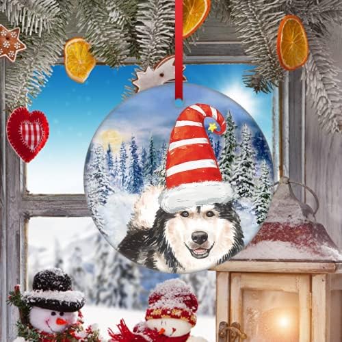 божиќен украс за богаз 2021 година Алјаска Маламут виси украс куче керамички украс Дедо кучиња миленичиња украси украси за новогодишни украси