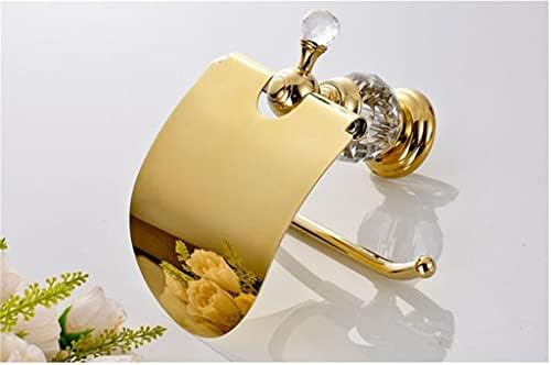 Zheinj Долг на ролна за хартија злато вкупно месинг тоалетен држач за тоалетна хартија кристална декорација на водоотпорен држач за ткиво