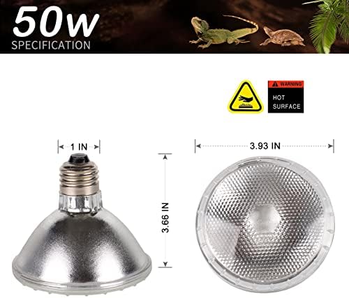 Fiveage 50W влекачи на топлинска ламба UVA UVB reptile светлина, симулирана целосна спектар на сијалица за сончева светлина за рептил