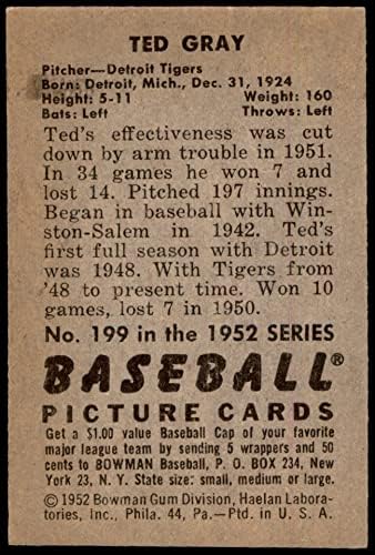 1952 Bowman 199 Тед Греј Детроит Тигерс екс/МТ тигри