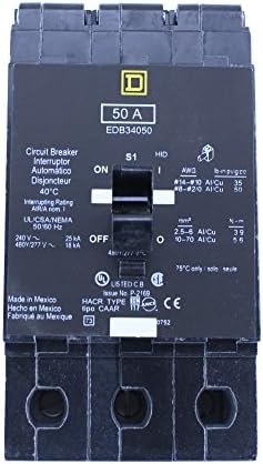 Schneider Electric 480y/277-Volt 50-AMP EDB34050 Минијатурен прекинувач за минијатурни коло 480Y/277V 50A, црно