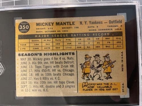 1960 Топпс 350 Мики Мантл Newујорк Јанкис Бејзбол картичка SGC 2,5 Good+ - Плабни бејзбол картички