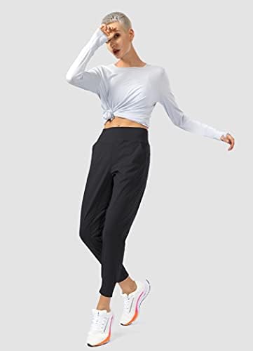 Sunенски џогери со духови со џебови со патенти со високи атлетски тренинзи за јога панталони за жени