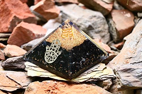 55мм оргон пирамида црна турмалин заштита кристали реики лековити камења, органитичка пирамида за среќа подарок за жени мажи гемстон кристал