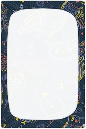 Алаза Симпатична був печати бохо -чаршафи за животни, вградени листови за басинет за момчиња бебе девојчиња дете, мини големина 39 x 27