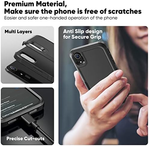 Maxcury Black Случај Дизајниран За Iphone XR Телефон, Тенок Целосна Заштита на Телото 2 во 1 Тежок Капак За Апсорпција На Удари За