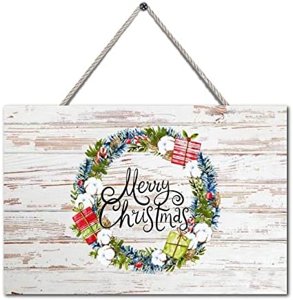 Надворешен среќен Божиќен знак Божиќ холи венец гроздобер дрво знак плакети Божиќни wallидни украси за дневна соба влезна врата