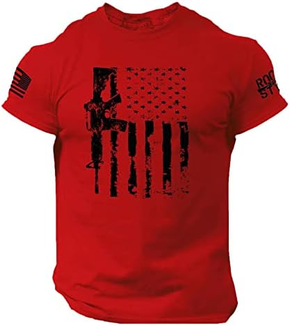 Руируилико машки патриотски маици на 4 јули јули Америка знаме лето случајни кратки ракави лабави вклопувани графички маички