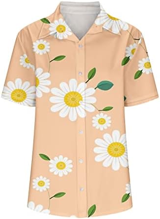 Летно копче надолу во хавајските кошули за жени облечени во обична забава за забави на плажа, лабаво копче надолу по врвовите на туниката