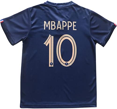 Orgbrain 2022/2023 Франција Дом #10 Mbappe Football Soccer Kids Kids Jersey Shorts Cops Постави младински големини