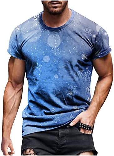 Блуза за мажи 3Д градиент за печатење на печатење врвови случајни лабави кратки ракави екипаж спортска кошула пуловер плус големина