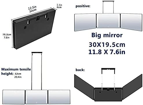 FXLYMR Десктоп шминка огледало Огледало за убавина 3 преклопување LED светло со прекинувач за допир 360 степени Преглед на прилагодување
