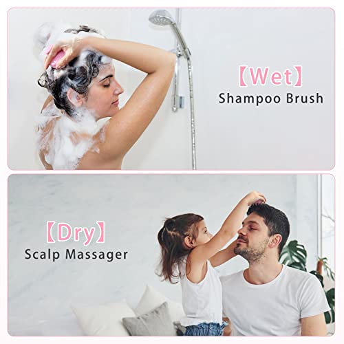 Freatech Scalp Massager Shampoo Shampoo Четка со долги и флексибилни силиконски влакна за нега на коса и релаксација на главата, лесно летајте