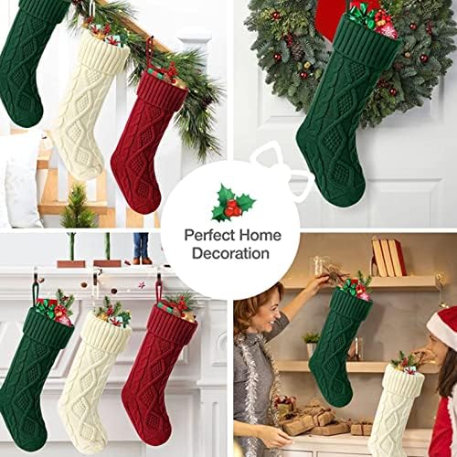 Класичен 6 пакет плетени божиќни чорапи плетени декорации за порибување рустикални Божиќни украси врата