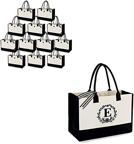 Beegreen 12 пакувања платно торбички торби персонализирани подароци за жени празно и роденденски подароци за плажа торба Е