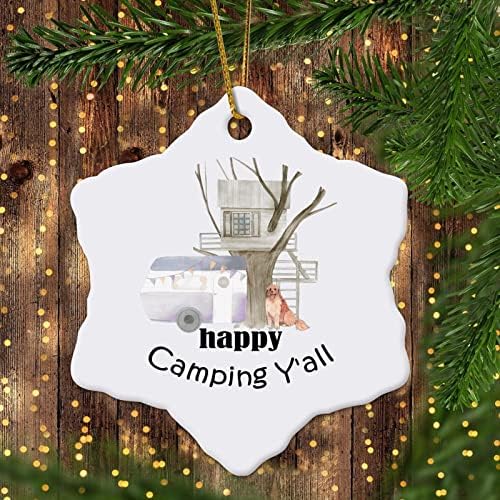 3 инчи пензионирање кампување Божиќни украси Кампување среќно кампување и сите шестоаголни Божиќни украси за деца момчиња девојчиња