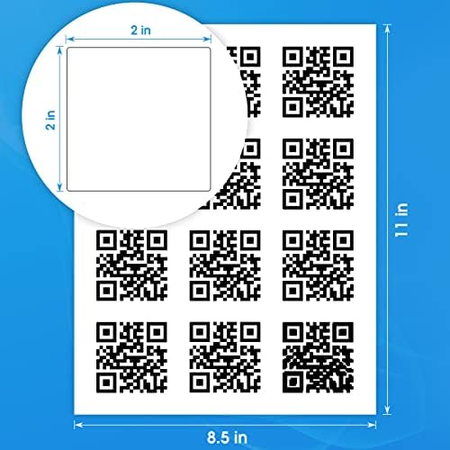 Maxgear 2 x 2 квадратни етикети, за инк -џет или ласерски печатач, листови со етикети за налепници за печатење на бели бели,