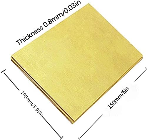Дебелина на калапи за месинг на месинг на Nianxinn 0,5 mm, 100x150mm за користење во метални плочи за развој на производи за метали